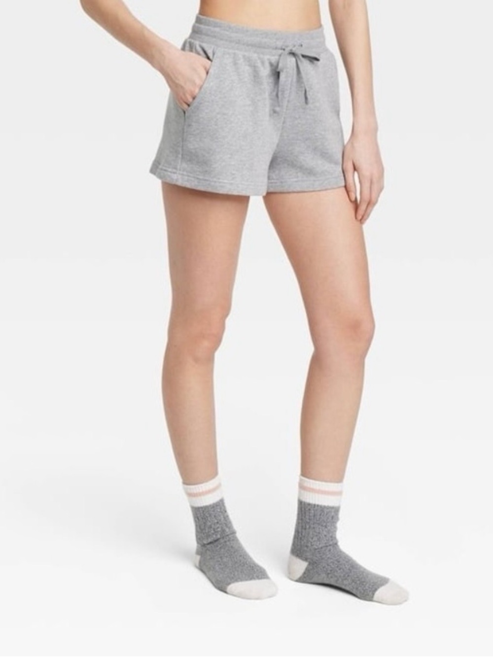 Colsie - Women's Heather Gray Fleece Lounge Drawstring Shorts